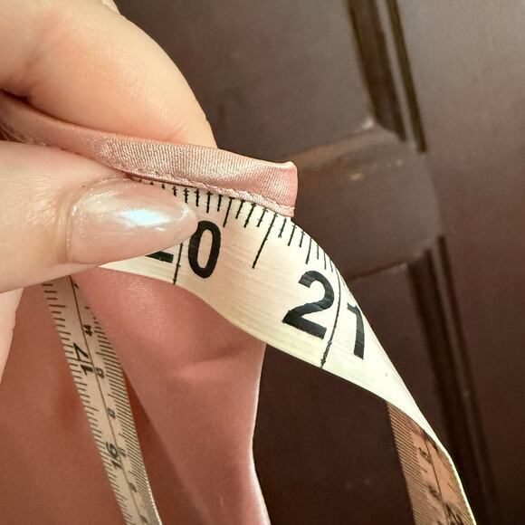 Soft Pink 100% Silk V Neck V Back Bias Cut Maxi Slip Dress Chemise Nightgown XL - Picture 7 of 9